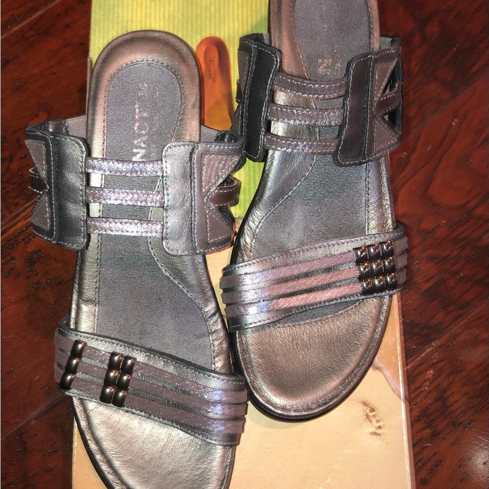 Naot Silver Sandals Modern Slip-On Style
